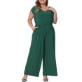 thumbnail image 2 of Agnes Orinda Plus Size Jumpsuits for Women V Neck Sleeveless Wide Legs Pants Curvy Rompers with Pockets, 2 of 5