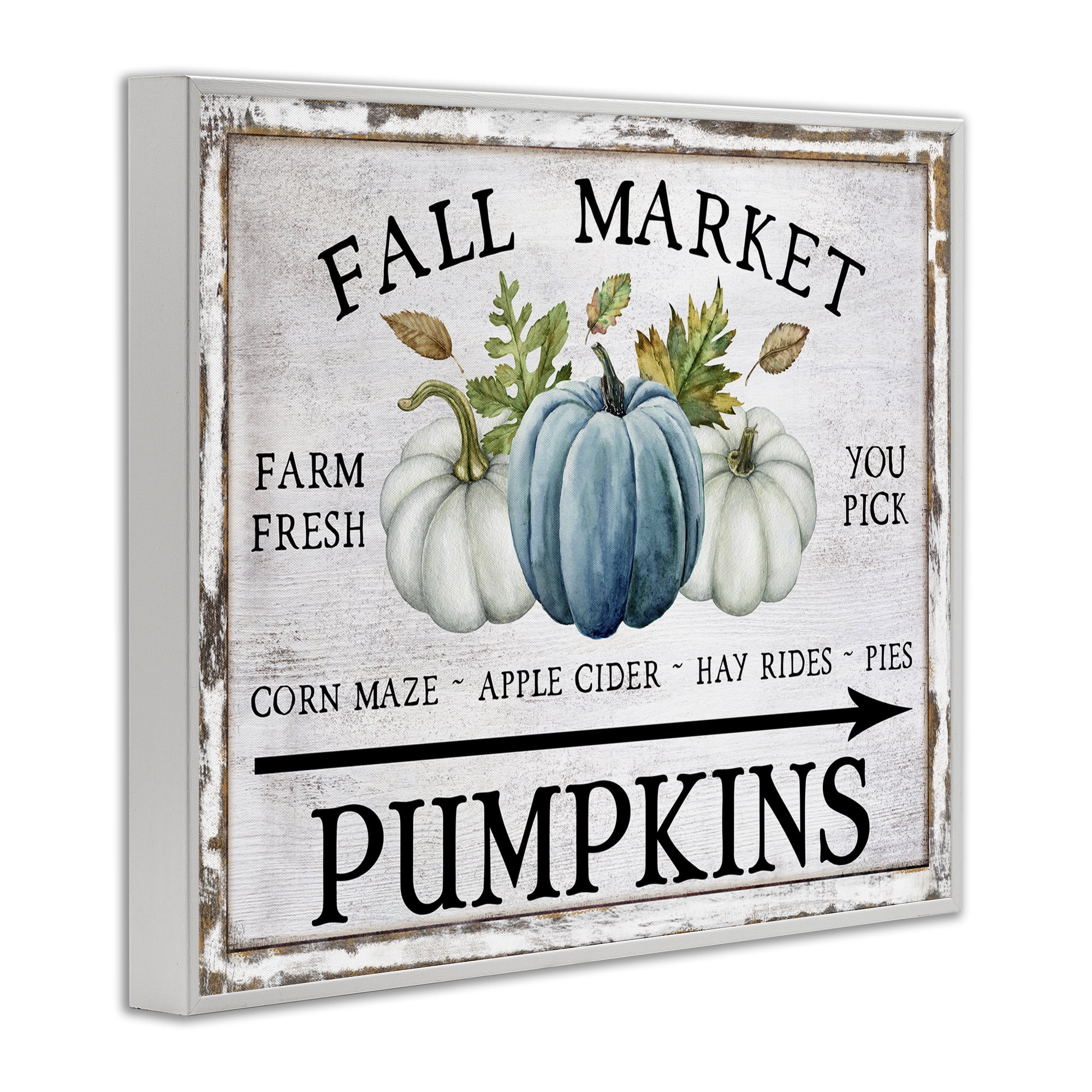 Stupell Industries Fall Market with Arrow Holiday Painting White Framed Art Prints Wall Art, 30 x 24