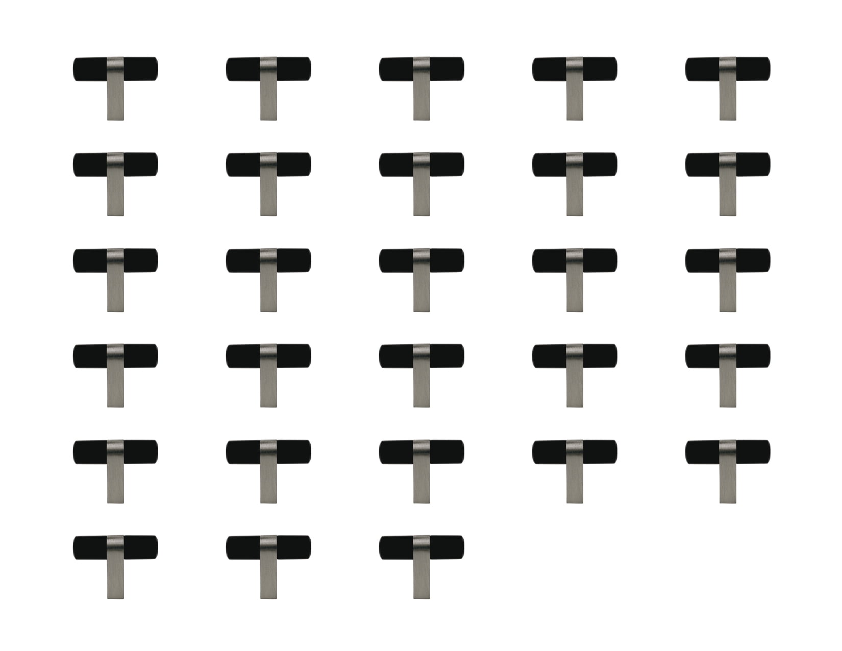 Better Homes & Gardens 28 Pack Matte Black & Satin Nickel Cabinet T-Knobs (4oz)