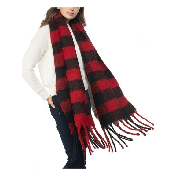 INC International Concepts Womens Buffalo Check Blanket Scarf;One Size