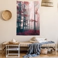 thumbnail image 2 of Forest Tapestry, Autumn Season Mystic Foggy Fall Nature and Enchanted Woods Wild Trees Print, Wall Hanging for Bedroom Living Room Dorm Decor, 40W X 60L Inches, Red Gray and Brown, by Ambesonne, 2 of 5