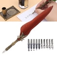 thumbnail image 1 of Feather Pen Set,Vintage Quill Pen Feather Signature Pen Set Antique Calligraphy Ink Dip Pen With 10 Replacement Nibs For Writing Drawing Signature Wedding Decoration, 1 of 8