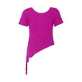 thumbnail image 4 of inhzoy Kids Girls Ballet Dance Crop Top Slit Irregular Hem Wrap Tops Gymnastics Short Sleeve T-Shirt Hot Pink 3-4, 4 of 6