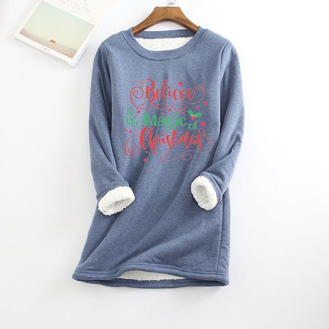Ventes de Liquidation! Aqestyerly Hauts de Noël pour Femmes Liquidation Mode Imprimée Peluche Chaude