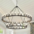 thumbnail image 2 of Farmhouse 60'' 2 Layer 54-Light Large Black Wagon Wheel Chandelier for Porch,Living Room, 2 of 7