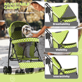 thumbnail image 3 of Magshion Foldable Pet Stroller for Small Dogs Cats up to 22lbs, Lightweight 4-Wheel Travel Jogger with Mesh Cup Holder Storage, Lawn Green Polka Dots, 3 of 9