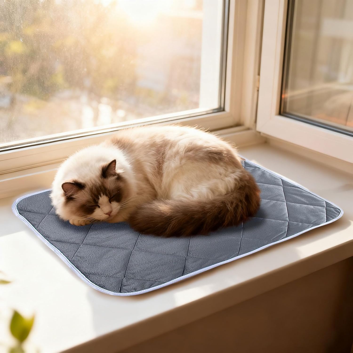 Heated Cat Bed, Dog Heating Pad, Waterproof Extra Warm Thermal Pet Pad for Indoor Outdoor Decor, Non-Slip Heating Pads for Dogs Cats, Pet Bed Home Decor Washable, Gifts for Women Men (Grey)