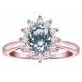 thumbnail image 3 of Star K � Classic Oval 7x5 Lady Diana Halo Genuine Aquamarine Ring, 3 of 9