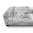 thumbnail image 3 of Christmas Soft Flannel Fleece Throw Blanket, Tree Ornaments with Santa Sleigh Rudolph Reindeer Toys Jingle Bells Image, Cozy Plush for Indoor and Outdoor Use, 50" x 60", Black and White, by Ambesonne, 3 of 6