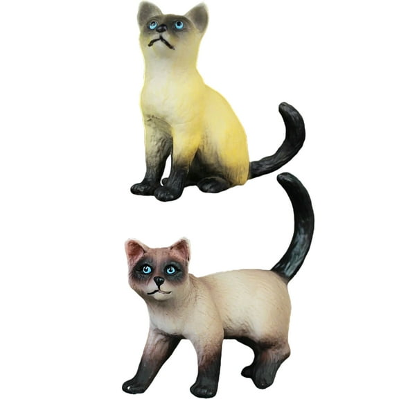 OUNONA 2Pcs Faux Cat Sculptures Decorative Cat Figurines Miniature Cat Models for Landscapes