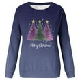 thumbnail image 5 of asdoklhq Christmas Christmas Tops for Women Christmas Gradient Print Loose Casual Long Sleeve Round Neck Hoodless Straight Shoulder Sweatshirt Hoodless Sweatshirt Blue XL, 5 of 5