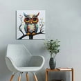 thumbnail image 4 of ONETECH Owl with Glasses Funny Animal Picture Canvas Wall Art Hand Painted Decor Oil Painting Stretched Framed Artwork for Home Bedroom Living Room Decoration 12\x12\, 4 of 4