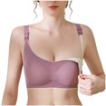 thumbnail image 5 of YWDJ Bras for Women Plus Size Front Close Breastfeeding Bras Wireless Comfy Bras Spaghetti Straps Full Coverage Lounge Bras Push up Wrap Nursing Bras Padded Comfy Solid Comfortable Bras Purple XL, 5 of 9