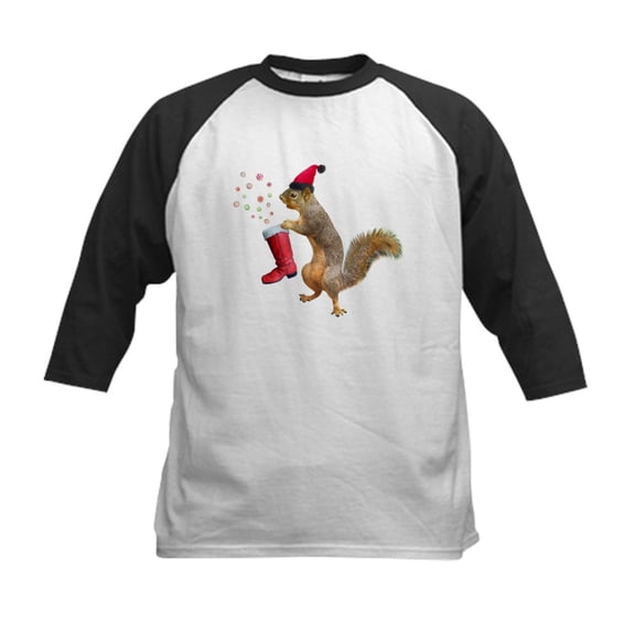 CafePress - Squirrel Red Boot Baseball Jersey - Kids Cotton Baseball Jersey, 3/4 Sleeve Shirt