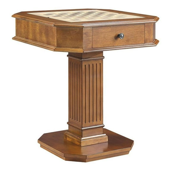 Pemberly Row Contemporary 2-Drawer Wooden Game Table in Walnut