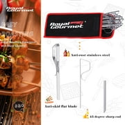 Royal Gourmet TS1601 Skewers for Grilling- 13 Long Flat BBQ Skewers with Push Bar- Shish Kabobs- Stainless Steel Skewer Sticks, 12 PCS