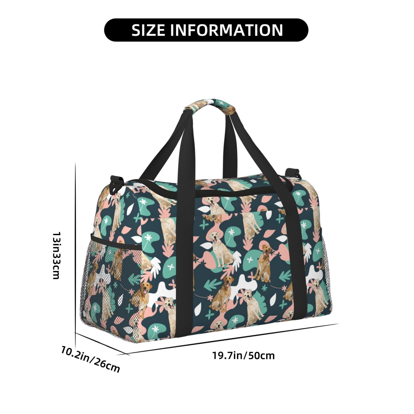 Fuzoiu Labrador Retriever Dog Print Travel Duffle Bag,Carry On Tote Bags,Duffel Bag,Sport Gym Bag, Hospital Bag for Labor and Delivery, Overnight Bag,Luggage Bag