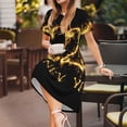 thumbnail image 3 of Fotbe Happy New Year 2025 Vestido Largo de Moda para Mujer, Vestido Tipo Camiseta con Manga Corta y Estilo Casual a Rayas y Bloques de Color, 3 of 6