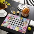thumbnail image 3 of Easter Flowers Placemats Set of 4, Watercolor Pink Purple Floral Eggs Farm Plaid Placemats for Dining Table, Place Mats for Kitchen Tabletop, Waterproof Wipeable Dining Table Mats Set, 3 of 9