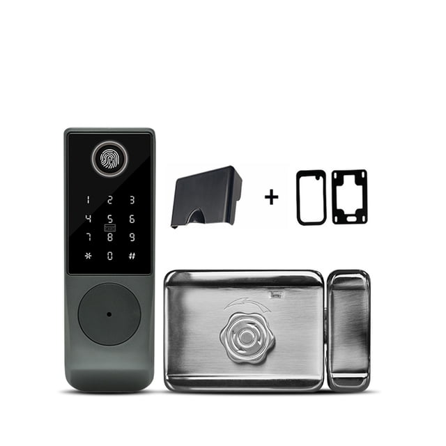 TUYA Fingerprint Magnetic Card Password Key Remote Unlock Courtyard Apartment Outdoor Waterproof Smart Door Lock ,More Secure