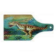 thumbnail image 1 of Dinosaur Cutting Board, Colorful Illustration of Velociraptor in Prehistoric Natural Wild Environment, Decorative Tempered Glass Cutting and Serving Board, Wine Bottle Shape, Multicolor, by Ambesonne, 1 of 1