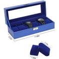 thumbnail image 2 of Watch Box 6 Slot Case Real Glass Organizer Watch Case with Removable Watch Pillow, Synthetic Leather Watch Display, Blue, 2 of 7