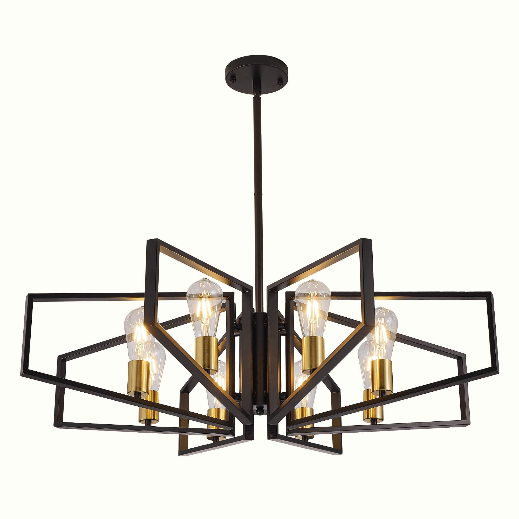 LovingAHome 8-Light Dinging Room Lighting Chandeliers for Dining Room Kitchen Island, Black&Gold