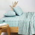 thumbnail image 3 of Sleepdown 100% Cotton Flannel Sheets Queen Size Bed Sheets Set with Deep Pockets, Brushed Flannel with Elastic Fitted Sheet Set, Soft & Cozy Sheets - 4 Piece Bedding and Pillowcase set - Green Plaid, 3 of 6