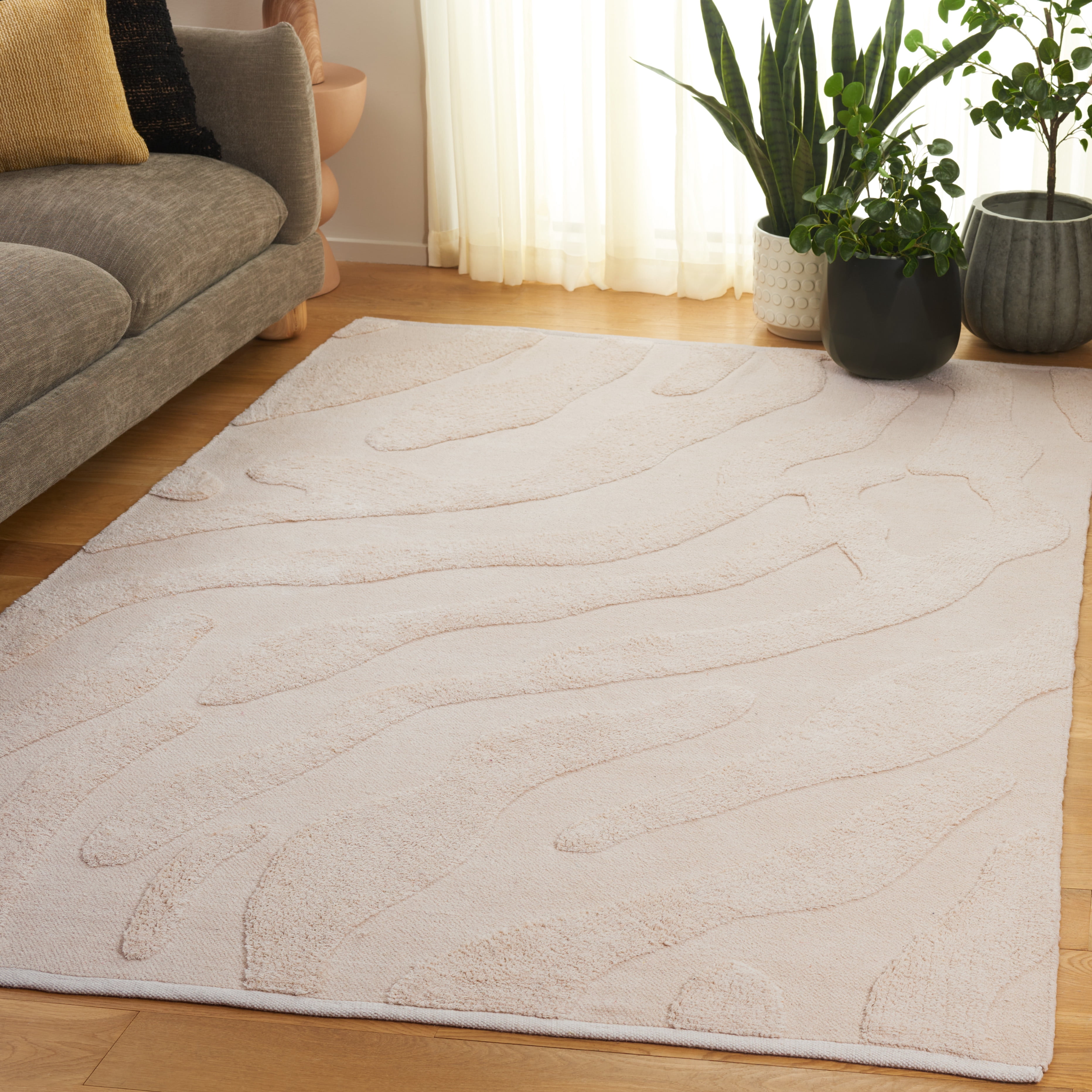 SAFAVIEH Easy Care Winslow Geometric Area Rug, Ivory, 6' x 6' Square