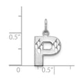 thumbnail image 3 of Diamond2Deal 14K White Gold Satin Diamond-Cut P Initial Charm for Women, 3 of 5