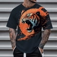 thumbnail image 2 of Rggeeun Men'S Tee Fashion Cool Big Tiger Print Loose Fit Short Sleeve Crew Neck Knit Casual For Daily Office Comfort Tops,Black,S, 2 of 4