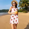 thumbnail image 3 of Lsque Strawberry Pattern Summer Dresses for Women – Sleeveless T-Shirt Swing Sundress, Perfect for the Beach and Casual Days, 3 of 7
