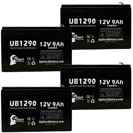 4x Pack - Best Technologies Fortress 1425 Battery Replacement -  UB1290 Universal Sealed Lead Acid Battery (12V, 9Ah, 9000mAh, F1 Terminal, AGM, SLA) - Includes 8 F1 to F2 Terminal