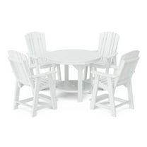 Wildridge Heritage 5-Piece 48" Pub Counter Set, White - Outdoor Weather Resistant Recycled Plastic Furniture for Patio