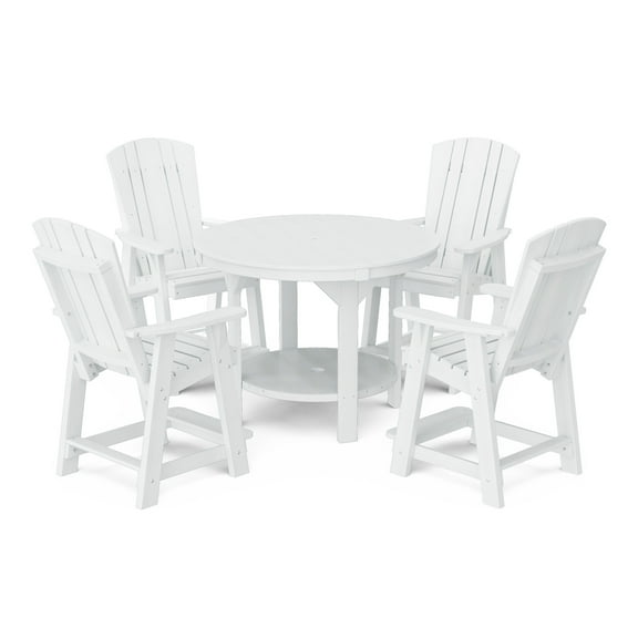 Wildridge Heritage 5-Piece 48" Pub Counter Set, White - Outdoor Weather Resistant Recycled Plastic Furniture for Patio