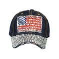 thumbnail image 2 of Womens Flag Patched Distressed Denim Baseball Cap - Dark Denim, 2 of 4