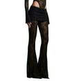 thumbnail image 4 of REALiKUN Women's Sheer Lace Flare Pants Sexy See Through High Waist Leggings Gothic Floral Bell-Bottoms Trousers Streetwear, 4 of 6