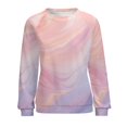 thumbnail image 7 of Colorful Marble Pattern Women's Floral Printed Sweatshirt Long Sleeve Crewneck Casual Loose Vintage Graphic Pullover Tops, 7 of 7
