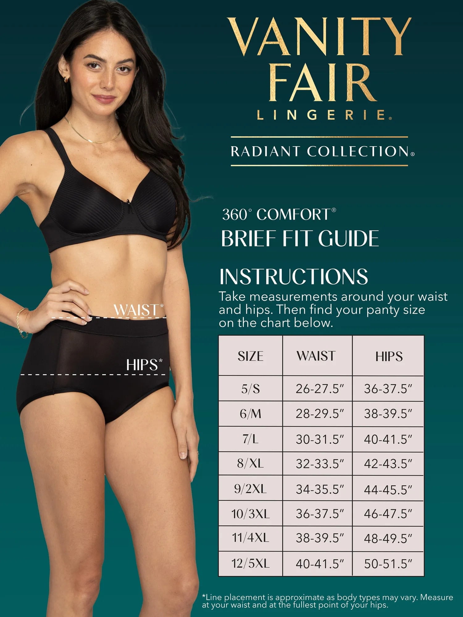 Vanity Fair Radiant Collection Women's 360 Comfort Brief Underwear, 3 Pack, Sizes S-5XL