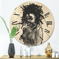 thumbnail image 2 of Designart 'Black and White Portrait of African American Woman V' Modern Wood Wall Clock, 2 of 5