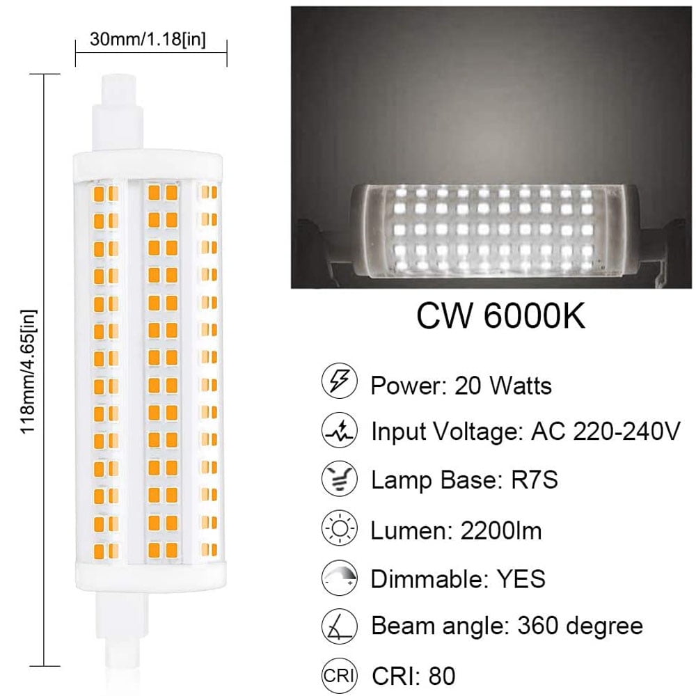 HYWL R7S 118mm LED Bulb 10W J78 Warm White 2700K COB Filament Chip J Type Linear Light Bulb Double Ended Reflector Light 100W Halogen Replacement Energy Saving R7s dimmable 2-Pack,220V 118MM 10W