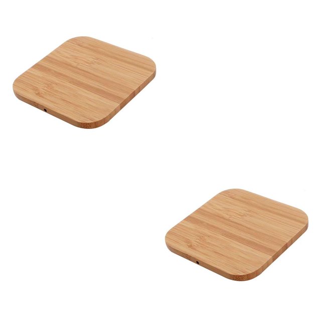 ZheElen Certified Fast Square Bamboo Wireless Charger Wood Pad Compatible for 70cm 2Set
