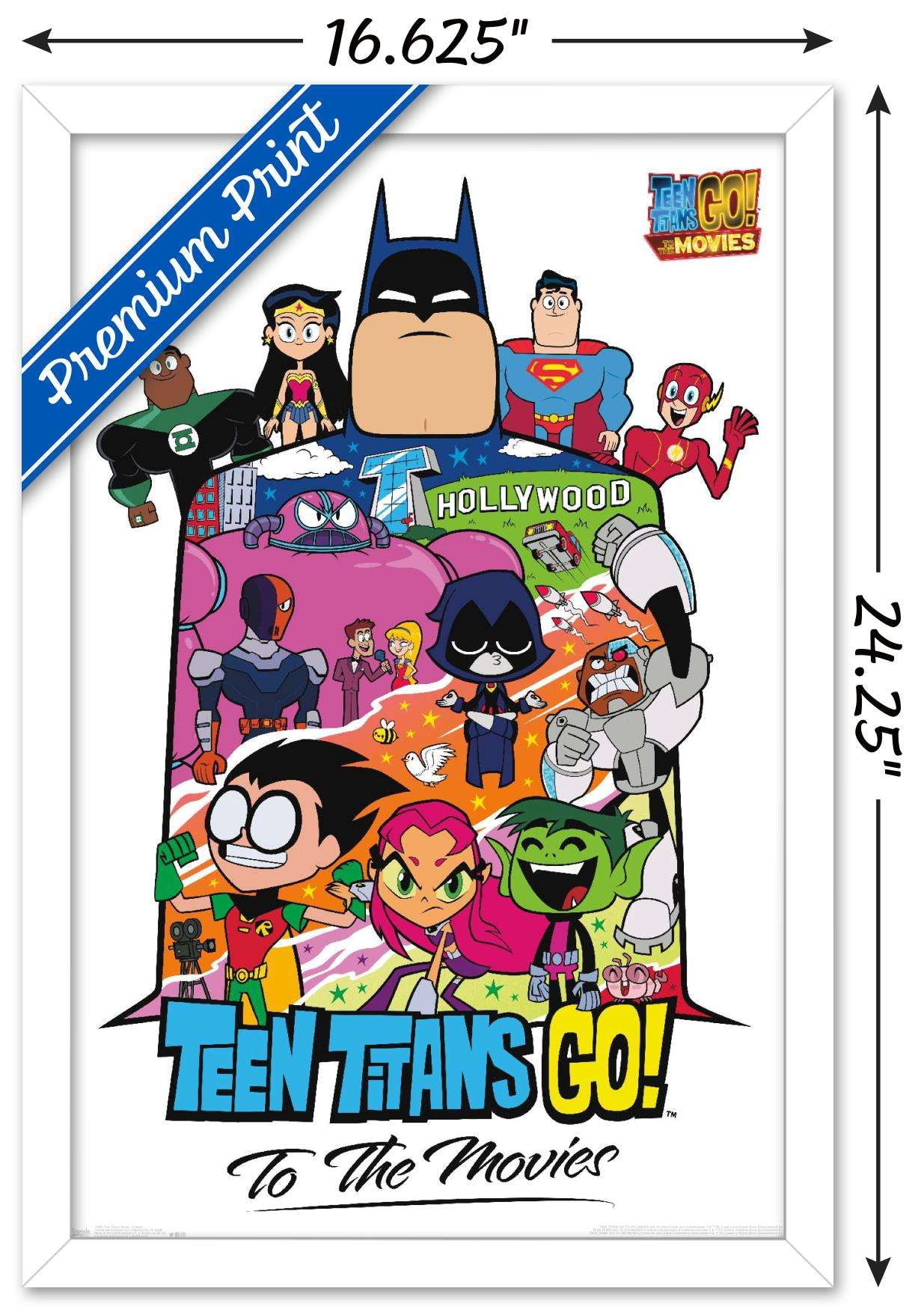 DC Comics Movie - Teen Titans Go! To The Movies - Collage Wall Poster, 14.725" x 22.375", Framed