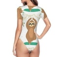 thumbnail image 4 of Easygdp Cute Sloth In Yoga Pose Tree Women'S Waist-Cinching Short-Sleeved Onesie, Olastic Onesiet,Snaps At Bottom,Easy To Put On And Take Off - X-Large, 4 of 9