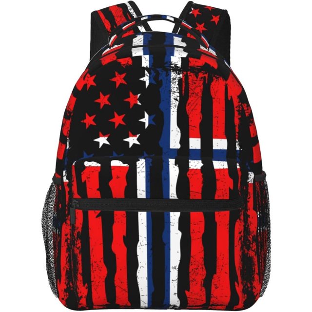 Norwegian American Flag Norway Root Casual Backpack Travel Pack Bag Laptop Backpacks With Side Pockets Front Zipper Pockets Bookpack Daypack Picnic Rucksack Computer Bag