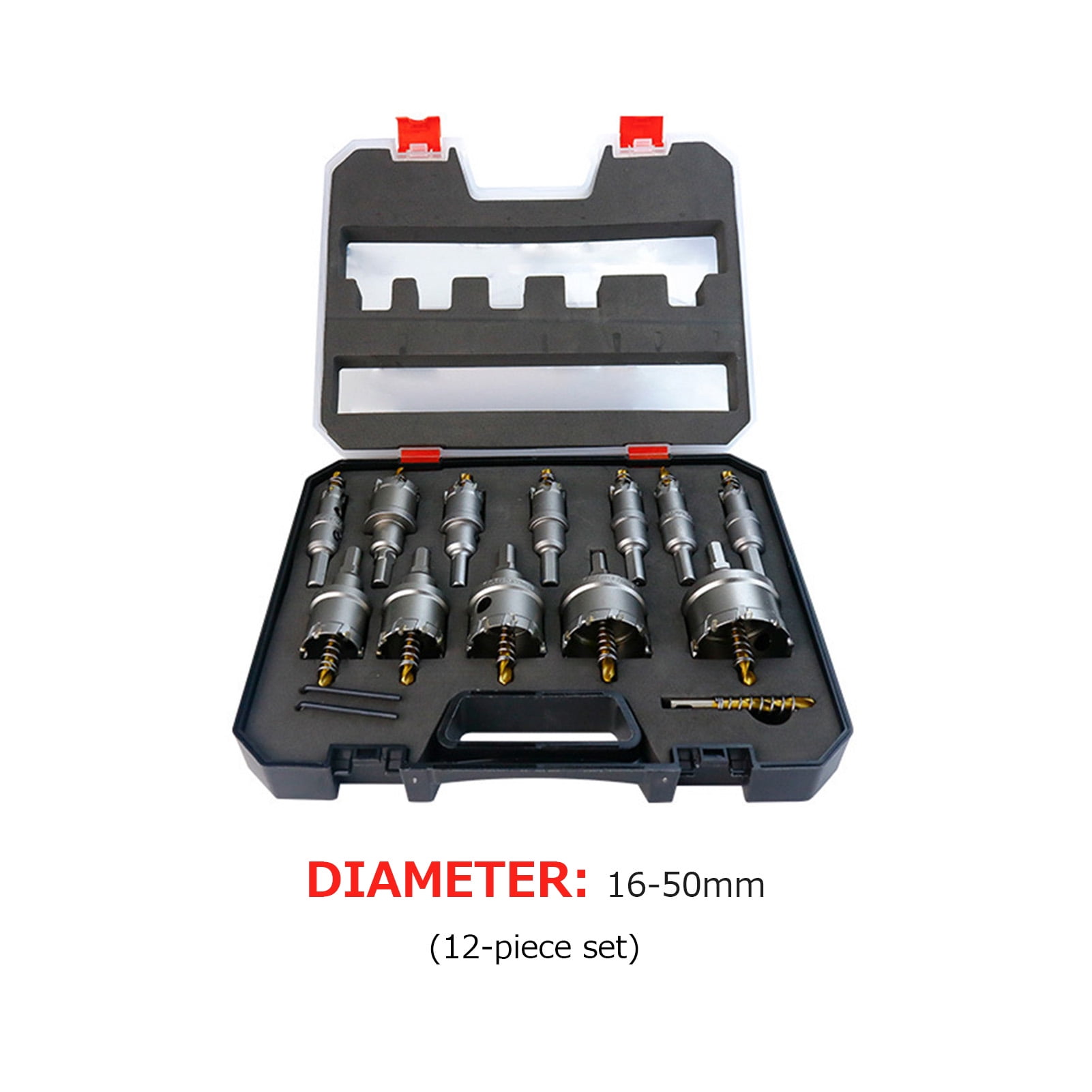 Kit Carbide Hole Saw Kit Tipped Hole Saw Drill Bit 16-50mm Hole Saw Cutter Set For Metal Stainless Steel Iron Copper