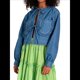 thumbnail image 1 of Chaqueta Corta para Mujer, de Moda, con Lazo Frontal, Cuello de Solapa, Larga, Abrigo Vaquero, Blusa Ligera de Otoño Azul S, 1 of 7