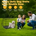 thumbnail image 6 of ZephyPaws Dog Crate Pet Cage Kennel Metal Wire Double-Door Folding Pet Animal Pet Cage with Plastic Tray and Handle for Small Dogs Travel Training, 24 inches, 6 of 11
