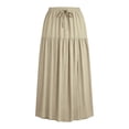 thumbnail image 6 of GUACER Womens Boho Tiered Maxi Skirt with Side Slit High Waisted Drawstring A-Line Skirt Flowy Summer Beach Swing Long Skirts, 6 of 7