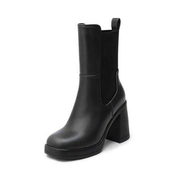 DREAM PAIRS Women's Retro Mid-Calf Chelsea Boots with Elastic Panel Design, Stylish & Versatile for Casual, Work, and Weekend Outfits
